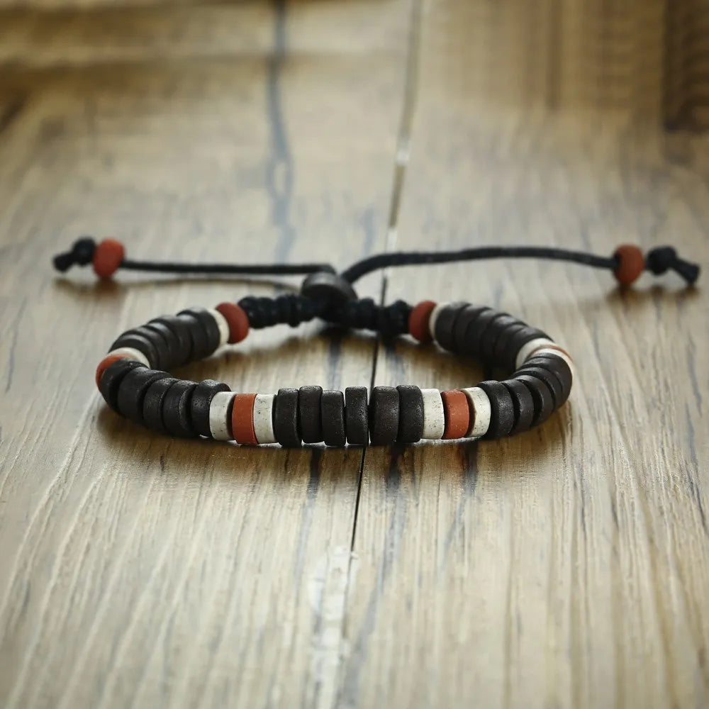 Wood Bead Bangle - Men