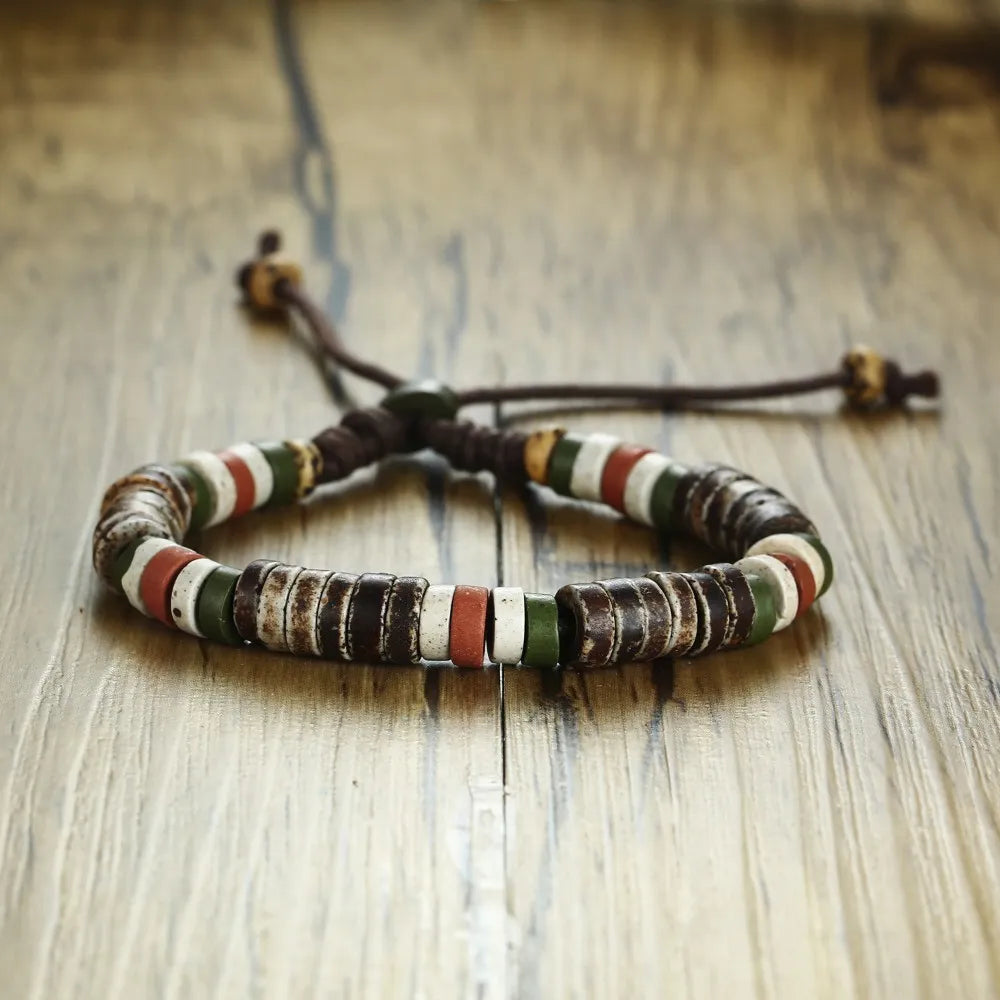 Wood Bead Bangle - Men