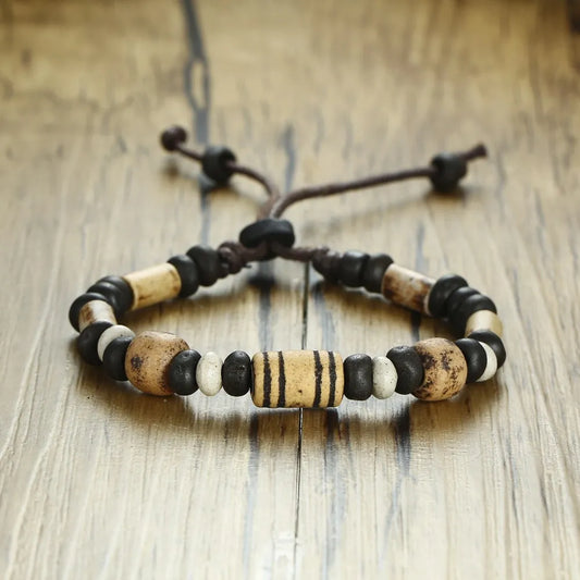 Wood Bead Bangle - Men