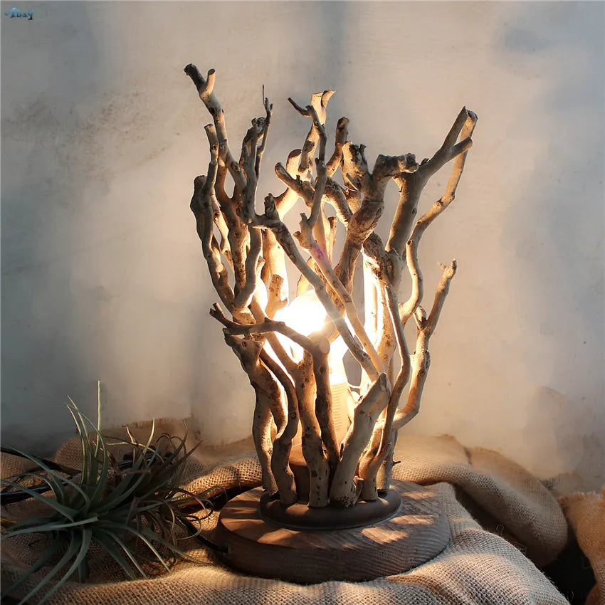 Hand Tree Wood Table Lamp