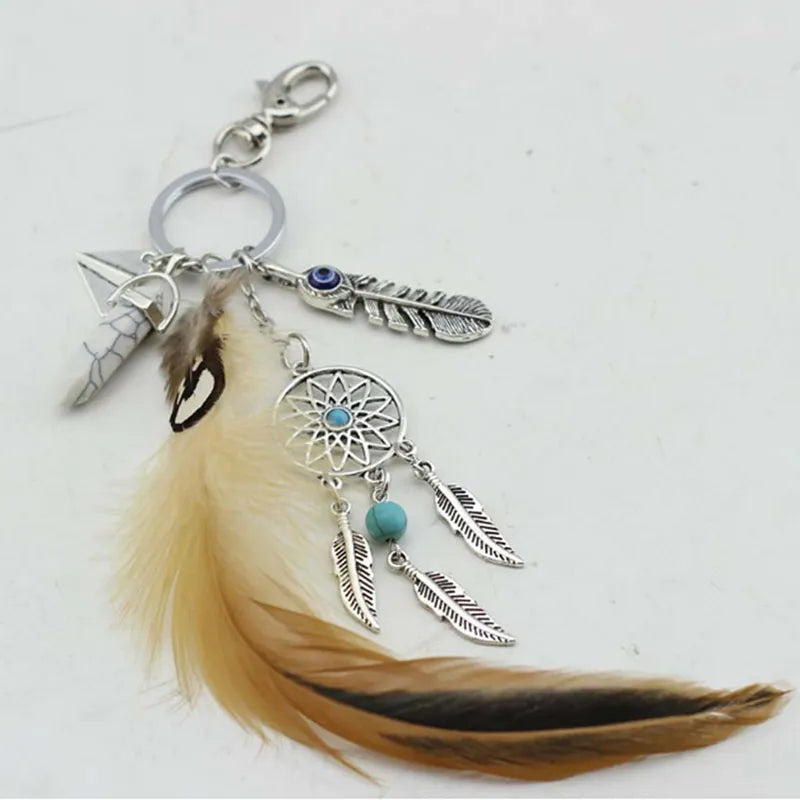 Opal Stone Dreamcatcher Keychain