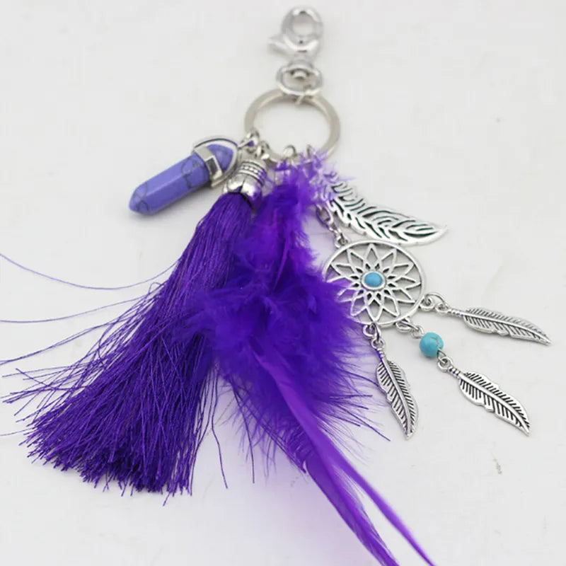 Opal Stone Dreamcatcher Keychain