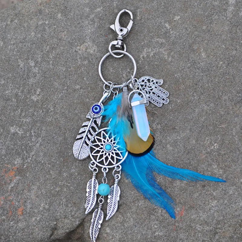 Opal Stone Dreamcatcher Keychain