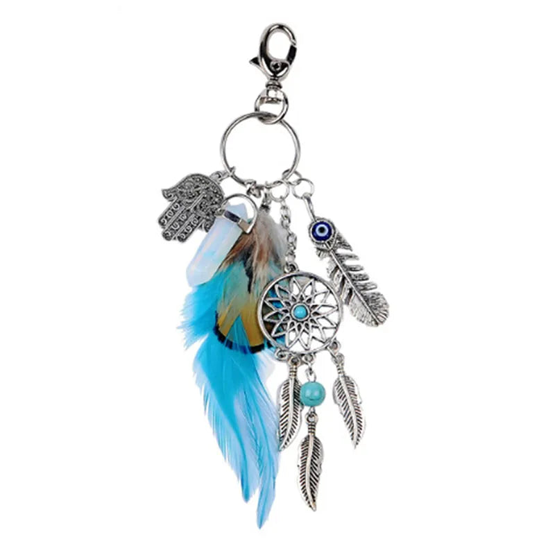 Opal Stone Dreamcatcher Keychain