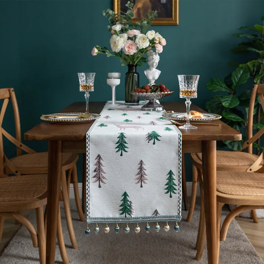 Tree Print Table Runner - Christmas