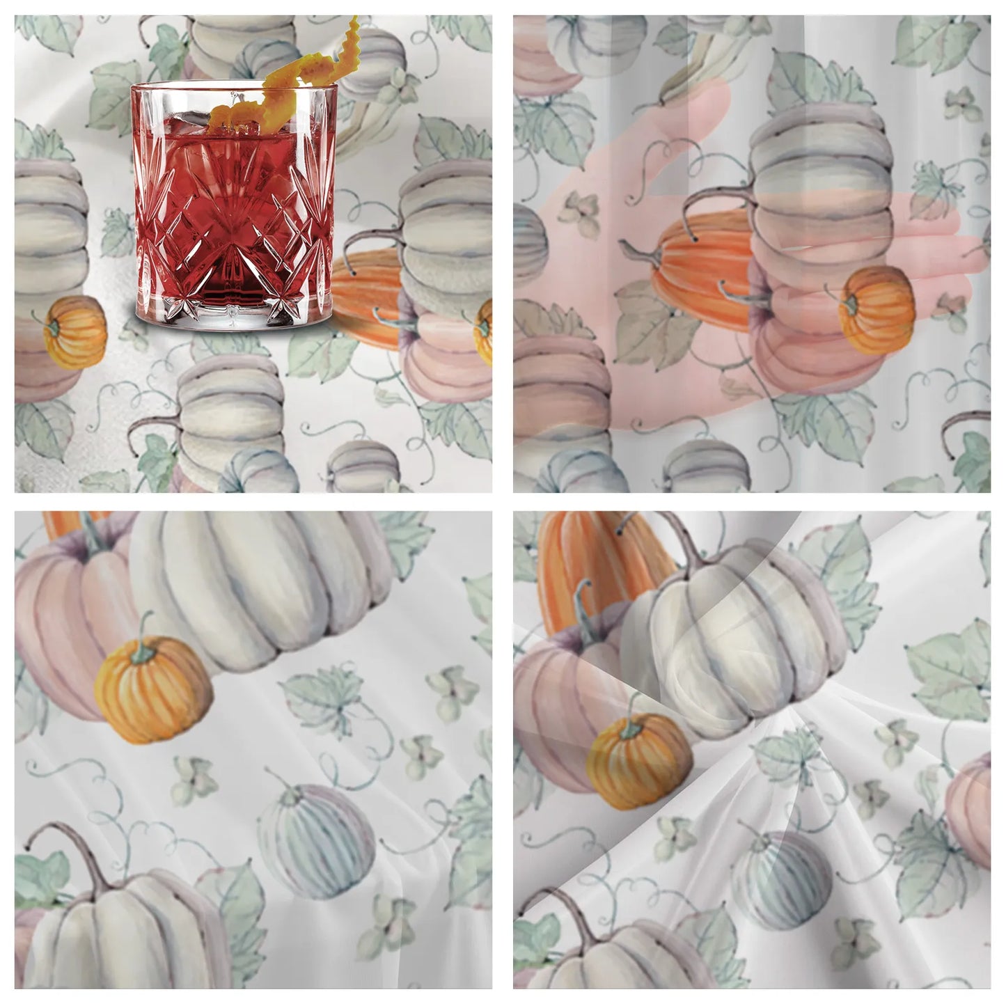 Pumpkin Print Sheer Chiffon Table Runner