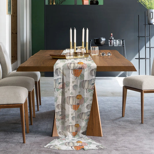 Pumpkin Print Sheer Chiffon Table Runner