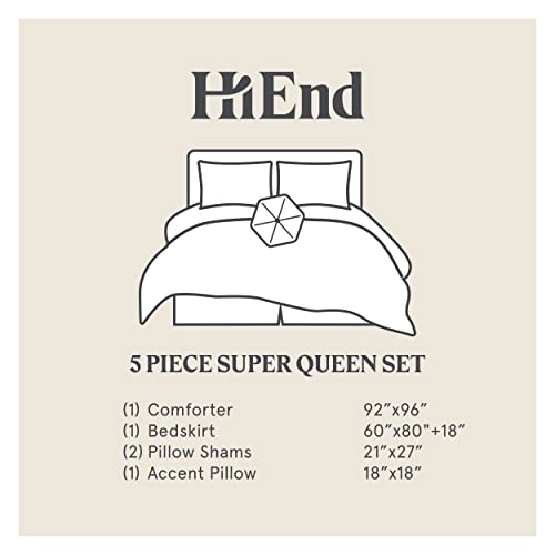 Paseo Road by HiEnd Accents | Del Rio 5 Piece Comforter Set, Super Queen Size, Blue and Brown Faux Leather, Southwestern Luxury Bedding Set, 1 Comforter, 1 Bed Skirt, 2 Pillow Shams, 1 Accent Pillow