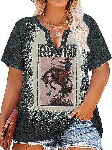 Western Rodeo V Neck Vintage Graphic Tee - Women's