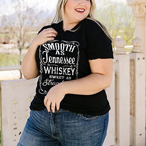 HDLTE Plus Size Women Country Music T-Shirt Tennessee Whiskey Strawberry Wine Tee Short Sleeve Drinking Shirt (Plus Size, 4X, A-01-Black)