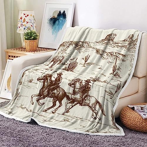 Vintage Style Western Cowboy Throw Blanket